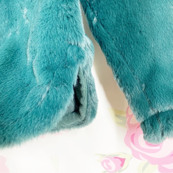 NEW Abercrombie & Fitch Jacket XS Teal Green Faux Fur Half Zipper Pullover XS - Picture 8 of 11